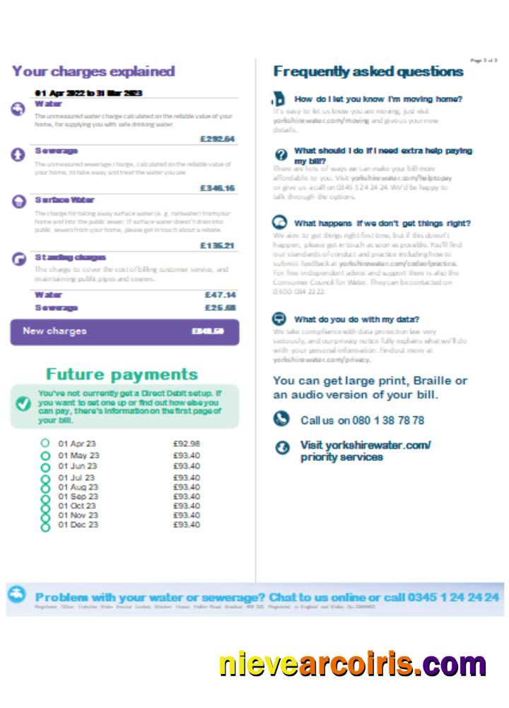 Yorkshire water utility business bill
